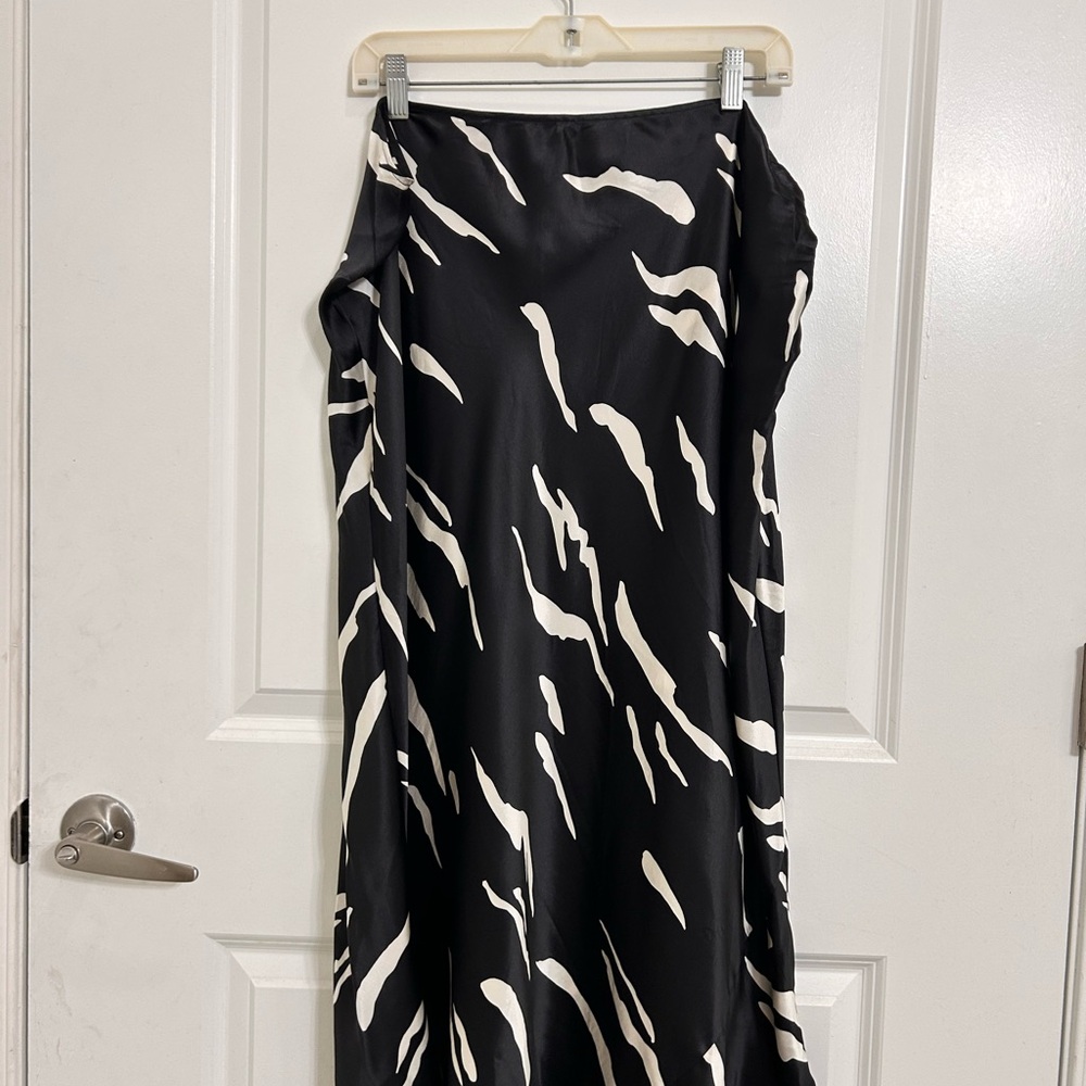 Reformation Black and Cream A-Line Skirt